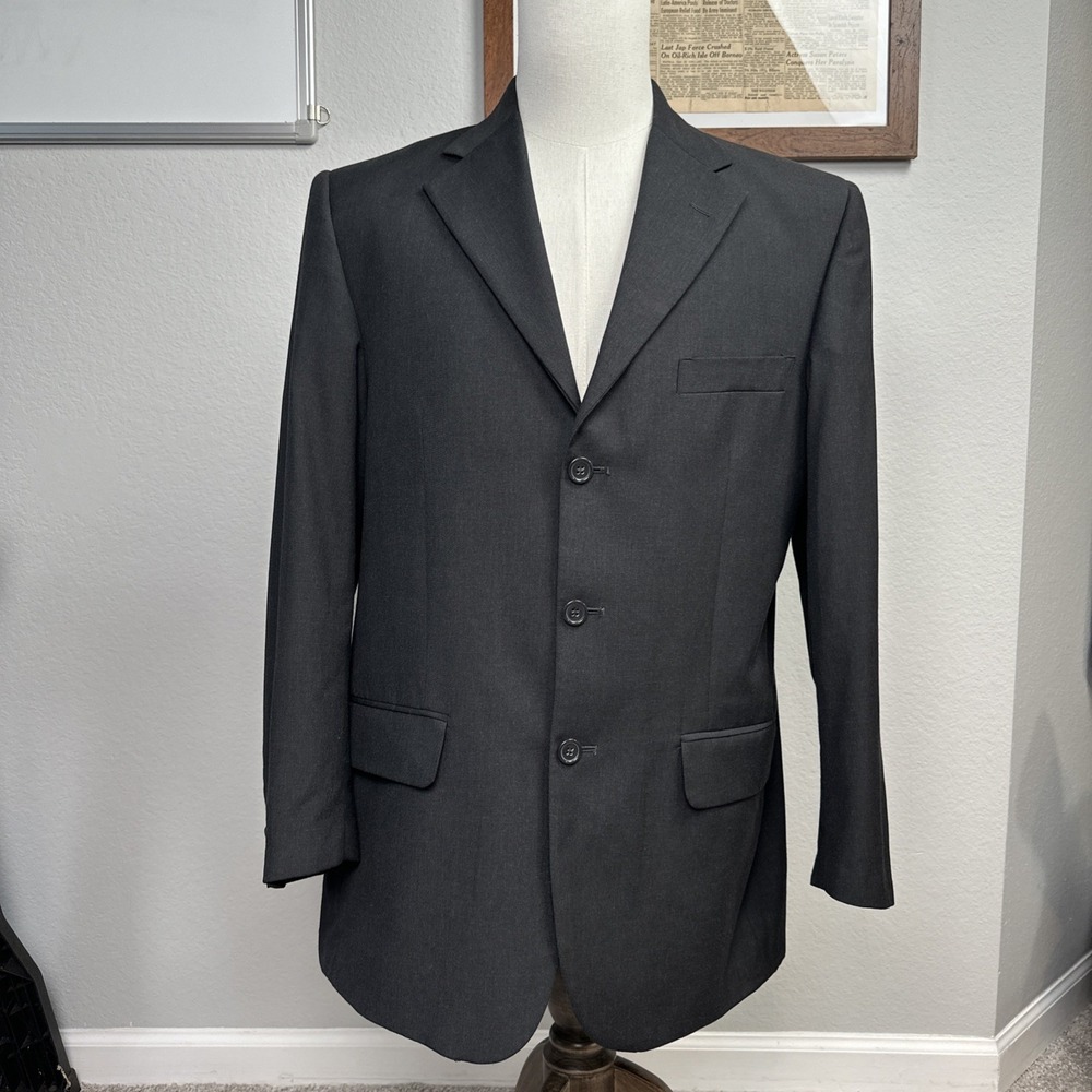 Lanificio Di Cernusco Wool Blend Blazer Men 42R Black‎ 3 Button Made in Italy